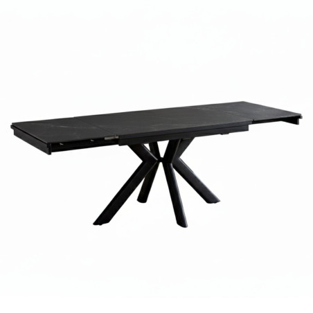 Table repas allongeable 120x80cm verre céramique noir marbré - XENONOR