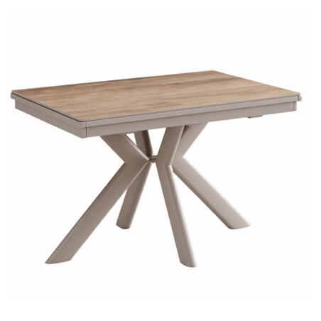 Table repas allongeable 120x80cm verre céramique chêne sable - XENONOR
