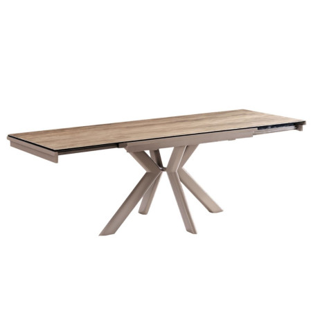 Table repas allongeable 120x80cm verre céramique chêne sable - XENONOR