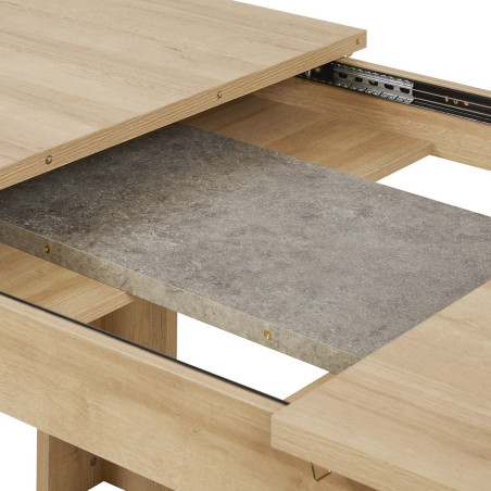 Table rallonge 160/200 cm chêne clair granit gris - AZYRA