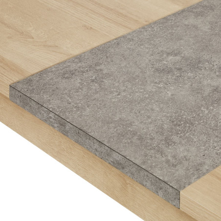 Table rallonge 160/200 cm chêne clair granit gris - AZYRA