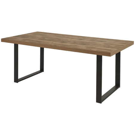 Table 170 cm aspect chêne artisan pied en U métal poudré noir - SAMILY