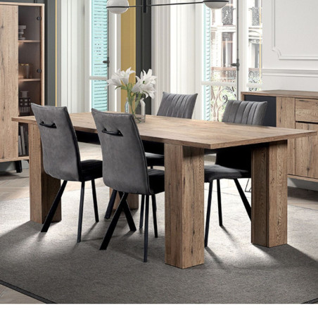 Table allongeable 180/230 cm aspect chêne miel et noir mat - CELINE