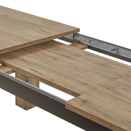 Table allongeable 180/230 cm aspect chêne miel et noir mat - CELINE