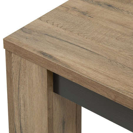 Table allongeable 180/230 cm aspect chêne miel et noir mat - CELINE