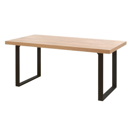 Table 170 cm aspect chêne naturel piètement U métal noir - ARCVIK