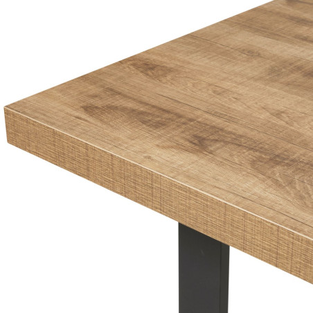 Table 170 cm aspect chêne naturel piètement U métal noir - ARCVIK