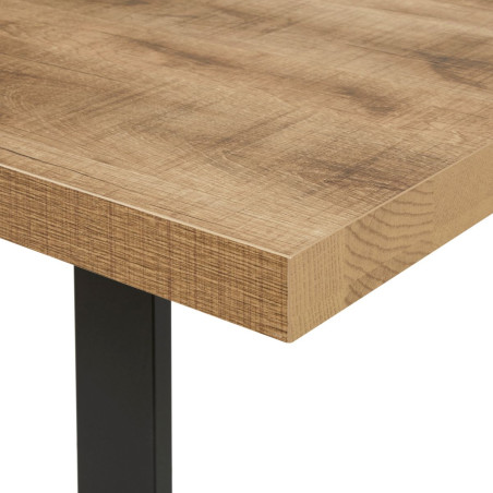 Table 170 cm aspect chêne naturel piètement U métal noir - ARCVIK