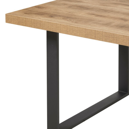Table 170 cm aspect chêne naturel piètement U métal noir - ARCVIK