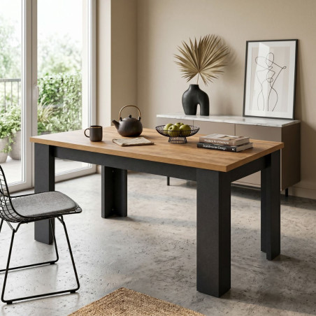 Table allongeable 180/230 aspect bois Denver pieds anthracite - ORYA
