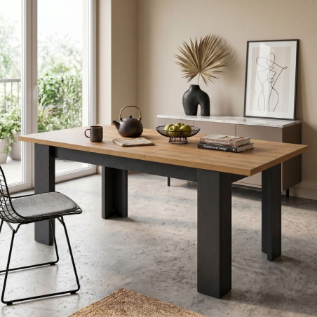 Table allongeable 180/230 aspect bois Denver pieds anthracite - ORYA