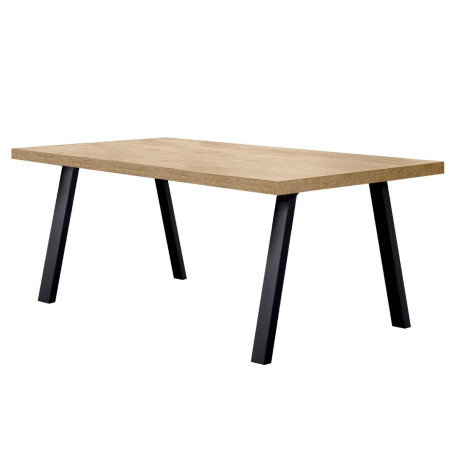 Table 170 cm aspect chêne miel piètement A métal noir - CELINE