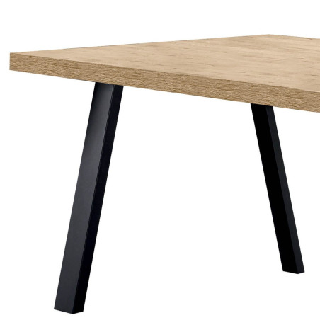Table 170 cm aspect chêne miel piètement A métal noir - CELINE
