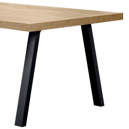 Table 170 cm aspect chêne miel piètement A métal noir - CELINE