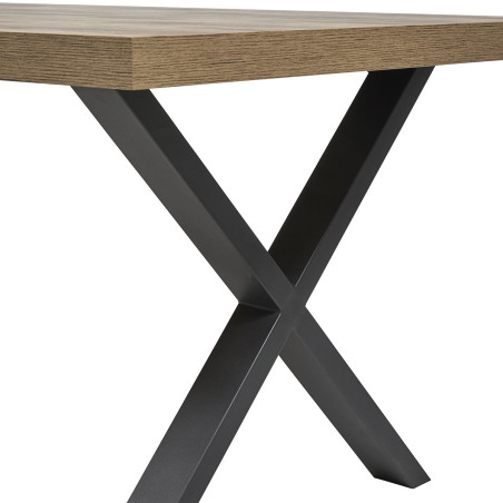Table 170 cm aspect chêne et métal noir - BALTY