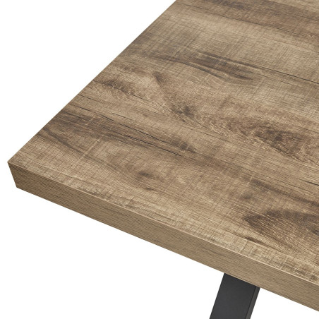 Table 170 cm aspect chêne et métal noir - BALTY