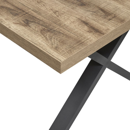 Table 170 cm aspect chêne et métal noir - BALTY